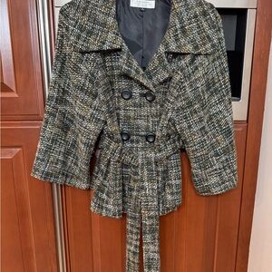 Elegant Tweed Double-Breasted Pea Coat
